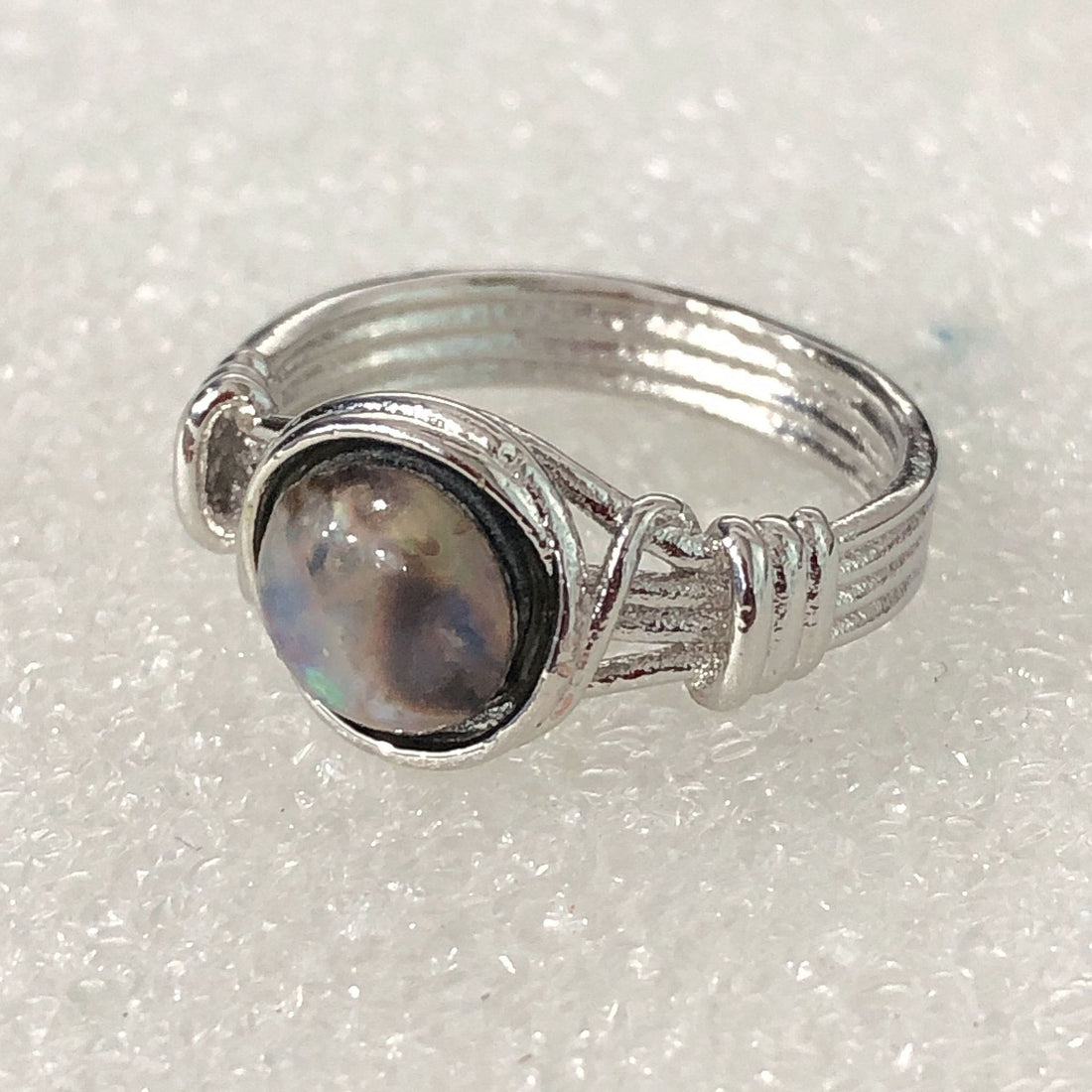 Abalone-Look Round Wire Wrap Ring