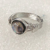 Abalone-Look Round Wire Wrap Ring