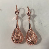 Filigree Teardrop Lever-Back Drop Earrings