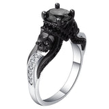 Black CZ Skull Gothic Engagement Ring