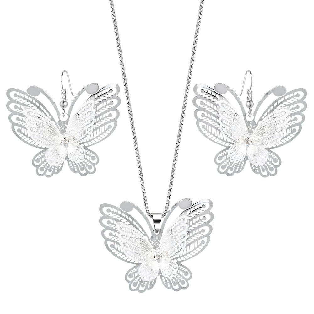 Filigree Butterfly Pendant Jewelry Set