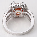 Orange Cushion CZ Halo Split-Shank Ring