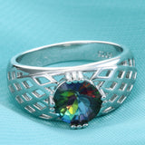 Rainbow Mystic Round CZ Lattice Wide Ring