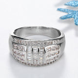 Baguette CZ Grid Wide Men's Ring