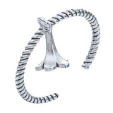 Twisted Rope Open Ring with Flower Charm