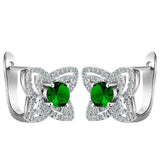 Green Round CZ Butterfly Halo Leverback Earrings