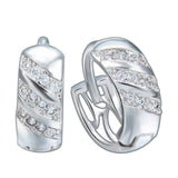 Diagonal Pavé CZ Stripe Wide Huggie Earrings