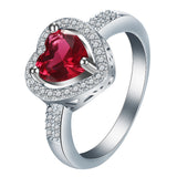 Ruby-Red Heart CZ Halo Jewelry Set
