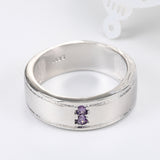 Purple Two-Stone Wide Men's Band Ring