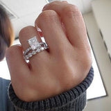 Princess-Cut CZ Pave Bridal Ring Set