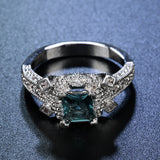 Teal Princess CZ Vintage Pavé Ring