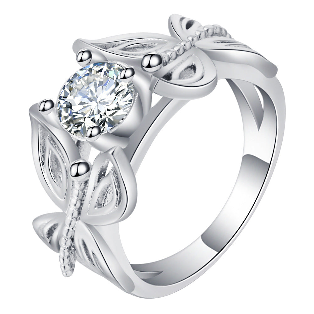 Round CZ Butterfly Openwork Ring
