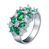 Emerald-Green Marquise CZ Cluster Ring