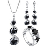 Black CZ Cascading Drop Jewelry Set