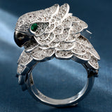Parrot Head CZ Pave Statement Ring
