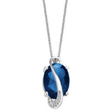 Sapphire-Blue Oval CZ Swirl Jewelry Set