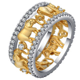 Gold Elephant Family CZ Eternity Band