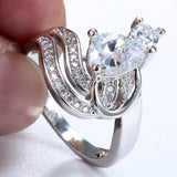 Pear CZ Pavé Ribbon Swirl Ring