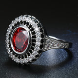 Ruby-Red Round CZ Concentric Halo Ring