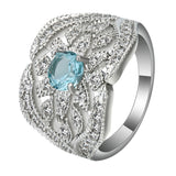 Aqua Round CZ Pavé Wave Wide Ring