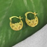 Gold Filigree Scroll Hoop Earrings