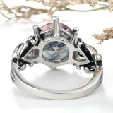Rainbow Mystic Round CZ Antique Scroll Ring