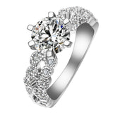 Round CZ Solitaire Twisted Pave Shank Ring