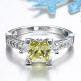 Yellow Princess CZ Three-Stone Pavé Ring