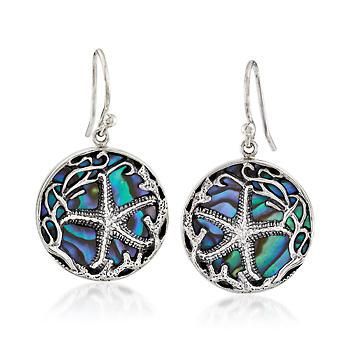 Abalone-Look Starfish Round Hook Earrings