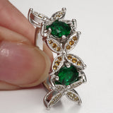 Emerald-Green CZ Twin Flower Bypass Ring