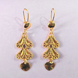 Gold Flower Bead Tassel Drop Earrings