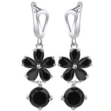 Black CZ Flower Drop Jewelry Set