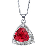 Ruby-Red Trillion CZ Halo Jewelry Set