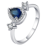 Sapphire-Blue Pear CZ Scroll Drop Jewelry Set