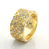 Gold Wide Lattice Pave CZ Band Ring