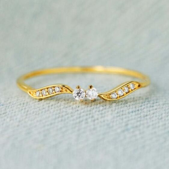 Dainty Wave CZ Stacking Ring