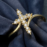 Gold Pave CZ Starfish Bypass Ring