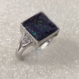 Blue Goldstone-Look Square Bezel Ring