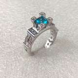 Aqua Princess CZ Baguette Shoulder Ring
