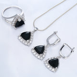 Black Trillion CZ Halo Jewelry Set