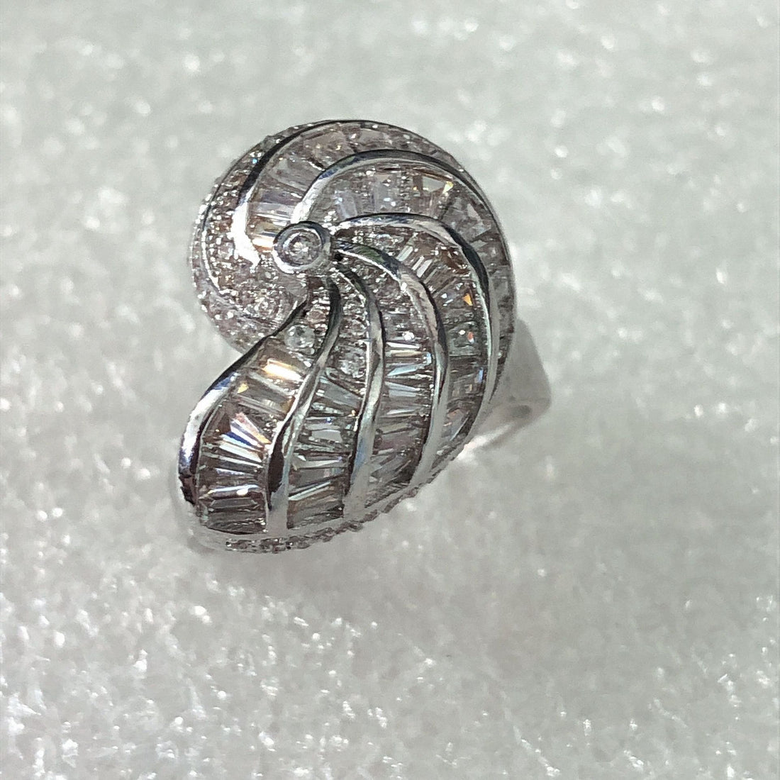 Baguette CZ Nautilus Shell Ring
