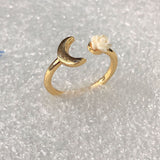 Gold Crescent Moon Open Ring
