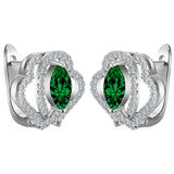 Green Round CZ Butterfly Halo Leverback Earrings