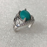 Turquoise-Look Oval Swirl Gallery Ring