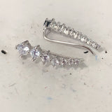 Graduated CZ Ear Climber Earrings