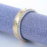 Two-Tone Diagonal Stripe Band Ring