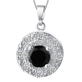 Black Round CZ Disc Halo Jewelry Set