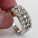 Olive-Green and Clear CZ Wide Pavé Band Ring