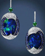 Blue Opal-Look Pavé Egg Drop Earrings