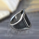 Black Pave CZ Octagon Signet Ring